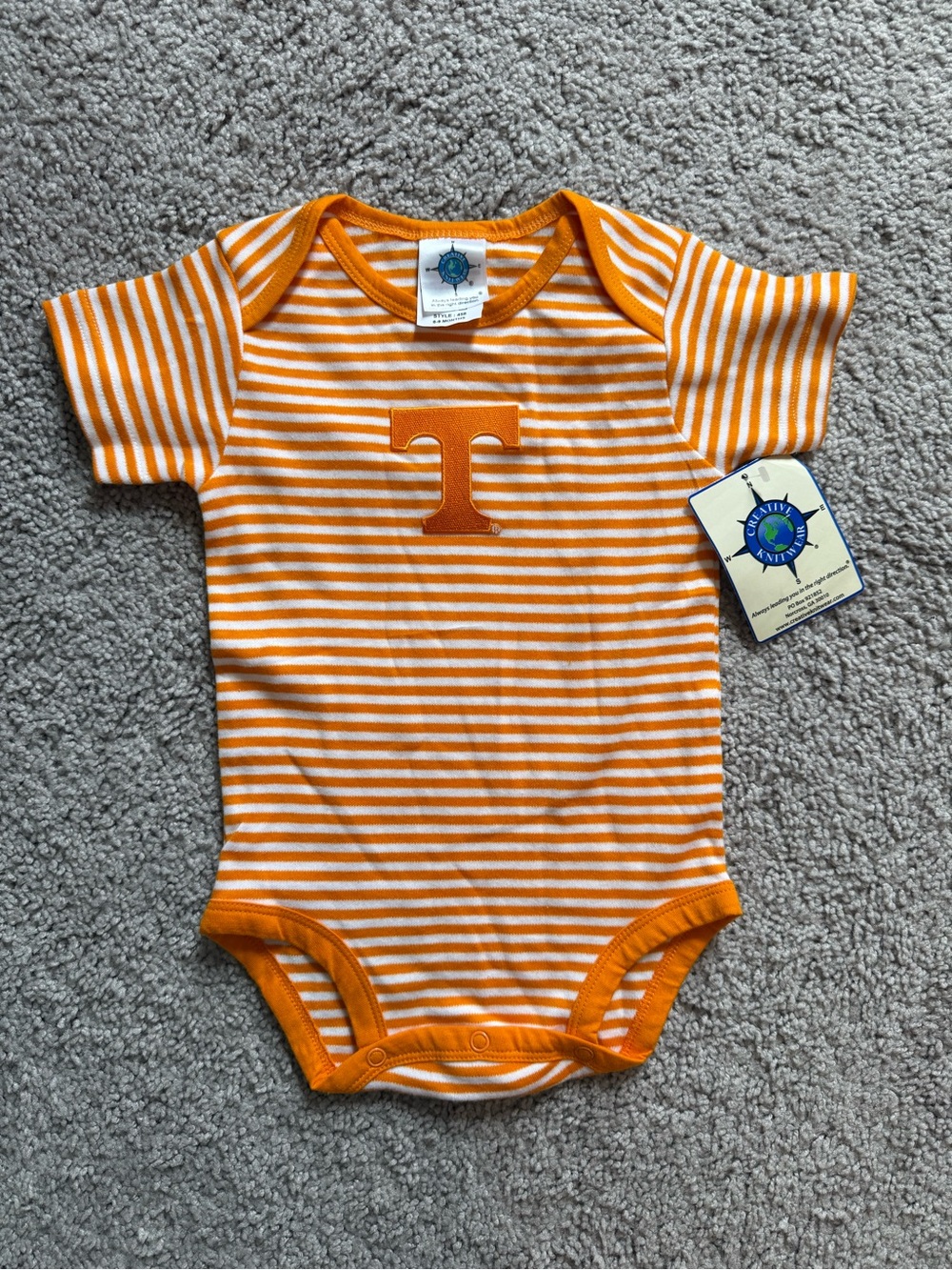University of Tennessee Orange Striped Baby One-Piece Bodysuit 6-9m NWT